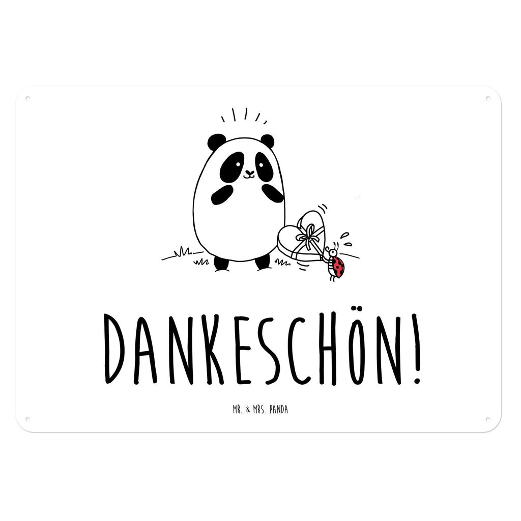 Blechschild Panda Dankeschön Blechschild, Metallschild, Geschenk Schild, Schild, Magnet-Metall-Schild, Deko Schild, Wandschild, Wand-Dekoration, Türschild