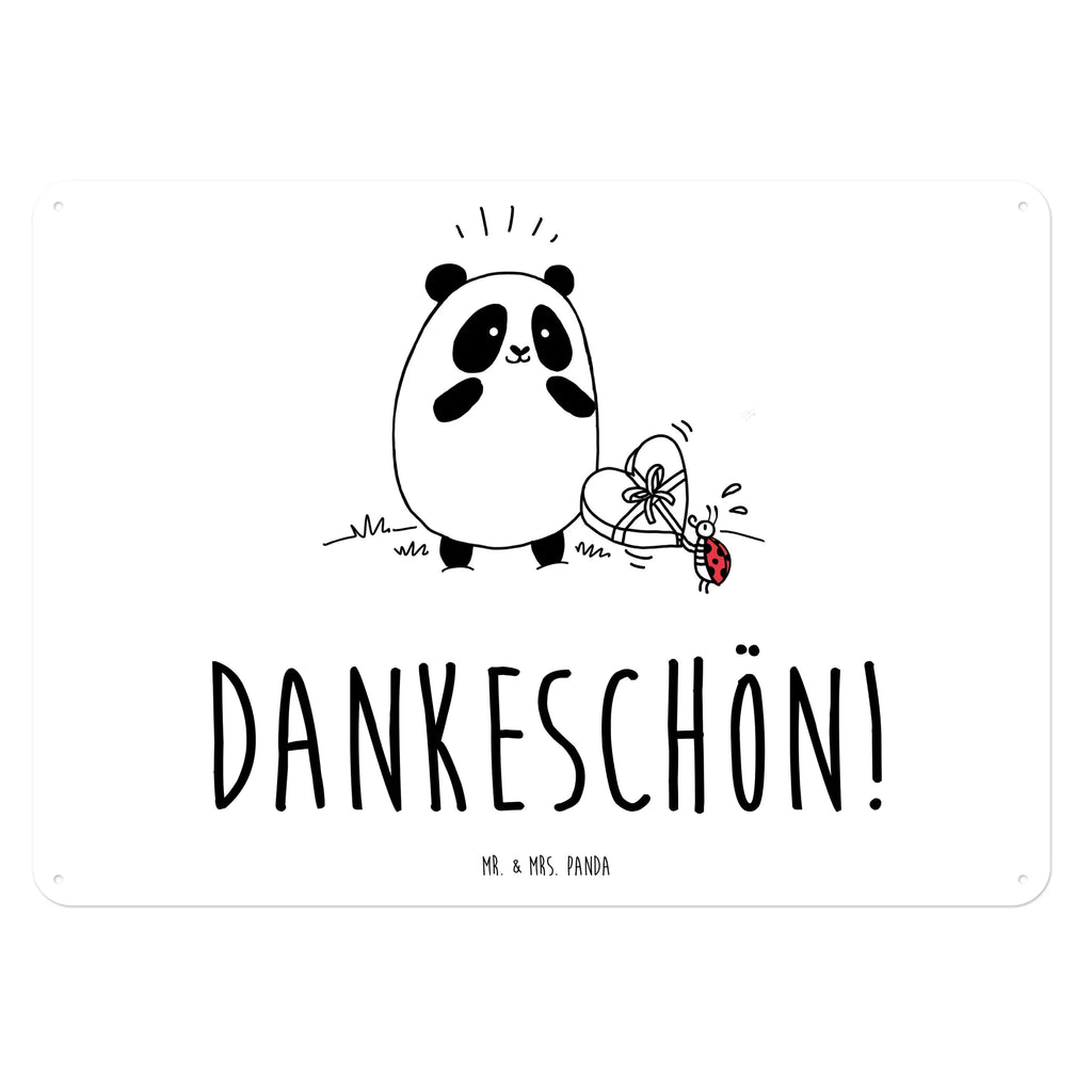 Blechschild Panda Dankeschön Blechschild, Metallschild, Geschenk Schild, Schild, Magnet-Metall-Schild, Deko Schild, Wandschild, Wand-Dekoration, Türschild