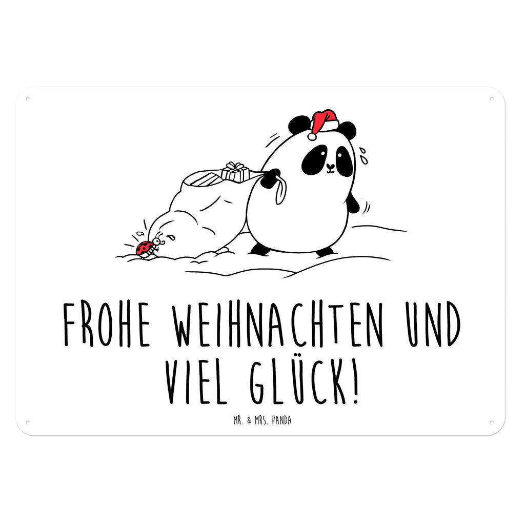 Blechschild Panda Weihnachten Blechschild, Metallschild, Geschenk Schild, Schild, Magnet-Metall-Schild, Deko Schild, Wandschild, Wand-Dekoration, Türschild