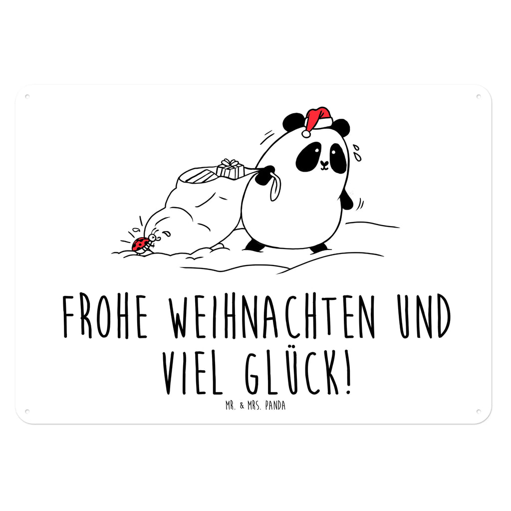 Blechschild Panda Weihnachten Blechschild, Metallschild, Geschenk Schild, Schild, Magnet-Metall-Schild, Deko Schild, Wandschild, Wand-Dekoration, Türschild