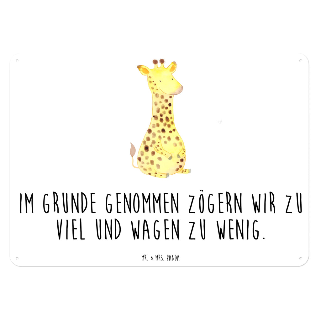 Blechschild Giraffe Zufrieden Blechschild, Metallschild, Geschenk Schild, Schild, Magnet-Metall-Schild, Deko Schild, Wandschild, Wand-Dekoration, Türschild, Afrika, Wildtiere, Giraffe, Zufrieden, Glück, Abenteuer