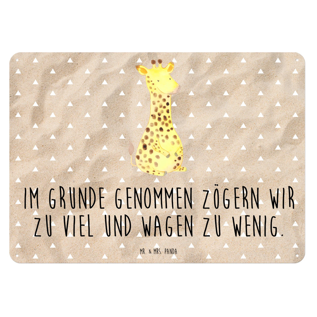 Blechschild Giraffe Zufrieden Blechschild, Metallschild, Geschenk Schild, Schild, Magnet-Metall-Schild, Deko Schild, Wandschild, Wand-Dekoration, Türschild, Afrika, Wildtiere, Giraffe, Zufrieden, Glück, Abenteuer