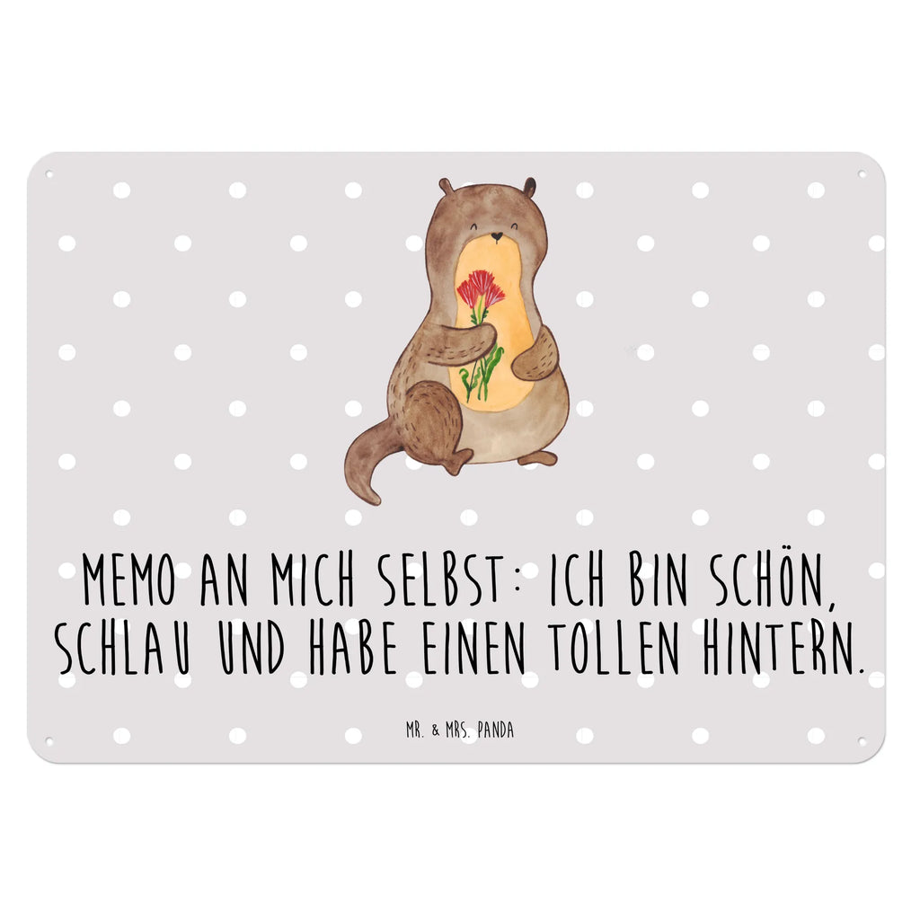 Blechschild Otter Blumenstrauß Blechschild, Metallschild, Geschenk Schild, Schild, Magnet-Metall-Schild, Deko Schild, Wandschild, Wand-Dekoration, Türschild, Otter, Fischotter, Seeotter, Otter Seeotter See Otter