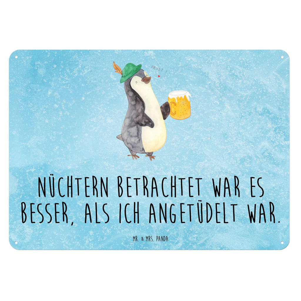 Blechschild Pinguin Bier Blechschild, Metallschild, Geschenk Schild, Schild, Magnet-Metall-Schild, Deko Schild, Wandschild, Wand-Dekoration, Türschild, Pinguin, Pinguine, Bier, Oktoberfest