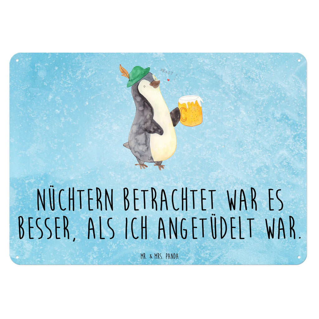 Blechschild Pinguin Bier Blechschild, Metallschild, Geschenk Schild, Schild, Magnet-Metall-Schild, Deko Schild, Wandschild, Wand-Dekoration, Türschild, Pinguin, Pinguine, Bier, Oktoberfest