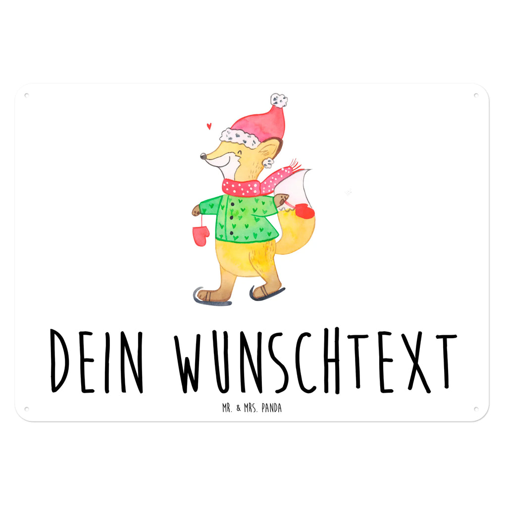 Personalisiertes Blechschild Fuchs  Schlittschuhe Blechschild, Metallschild, Geschenk Schild, Schild, Magnet-Metall-Schild, Deko Schild, Wandschild, Wand-Dekoration, Türschild, Winter, Weihnachten, Weihnachtsdeko, Nikolaus, Advent, Heiligabend, Wintermotiv, Weihnachtsmann, Weihnachtstage, Weihnachtsbaum, Tannenbaum, Weihnachtszeit