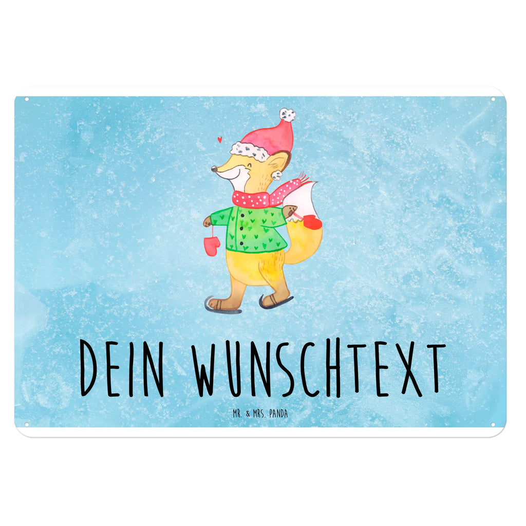 Personalisiertes Blechschild Fuchs  Schlittschuhe Blechschild, Metallschild, Geschenk Schild, Schild, Magnet-Metall-Schild, Deko Schild, Wandschild, Wand-Dekoration, Türschild, Winter, Weihnachten, Weihnachtsdeko, Nikolaus, Advent, Heiligabend, Wintermotiv, Weihnachtsmann, Weihnachtstage, Weihnachtsbaum, Tannenbaum, Weihnachtszeit