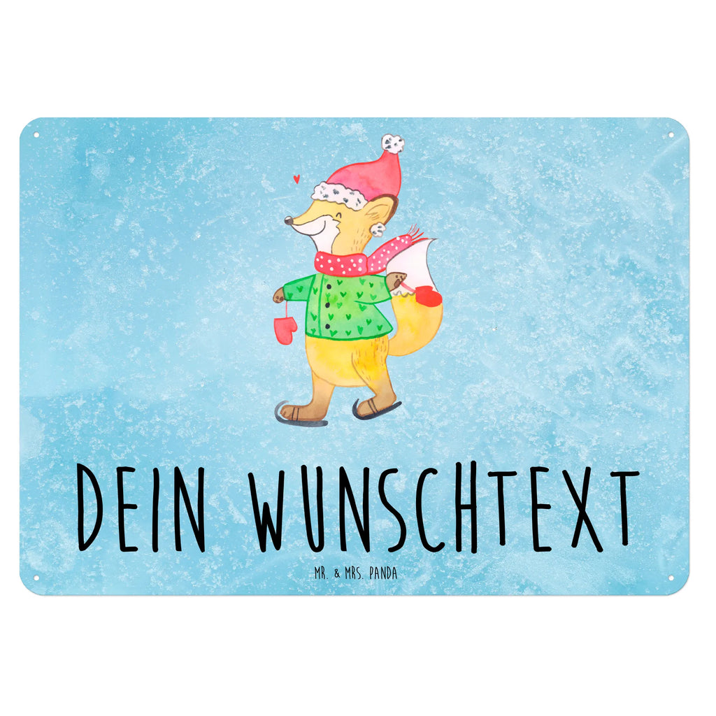 Personalisiertes Blechschild Fuchs  Schlittschuhe Blechschild, Metallschild, Geschenk Schild, Schild, Magnet-Metall-Schild, Deko Schild, Wandschild, Wand-Dekoration, Türschild, Winter, Weihnachten, Weihnachtsdeko, Nikolaus, Advent, Heiligabend, Wintermotiv, Weihnachtsmann, Weihnachtstage, Weihnachtsbaum, Tannenbaum, Weihnachtszeit