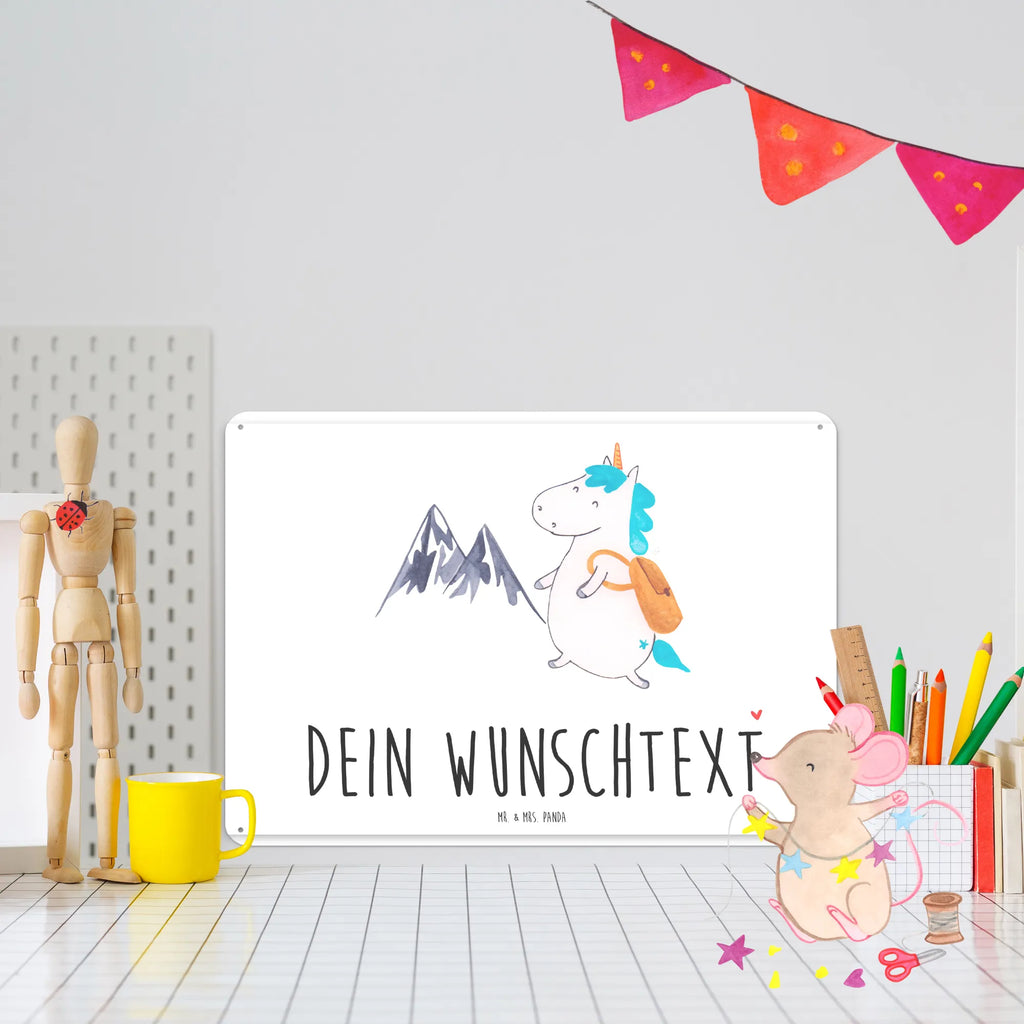 Personalisiertes Blechschild Einhorn Bergsteiger Blechschild, Metallschild, Geschenk Schild, Schild, Magnet-Metall-Schild, Deko Schild, Wandschild, Wand-Dekoration, Türschild, Einhorn, Einhörner, Einhorn Deko, Pegasus, Unicorn, Bergsteiger, Abenteuer, Berge, Abenteurer, Weltenbummler, Weltreise, Reisen, Urlaub, Entdecker