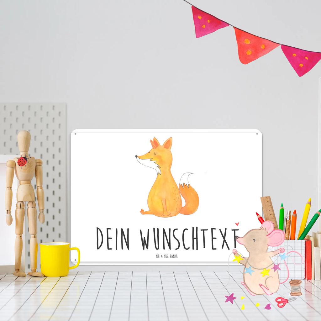 Personalisiertes Blechschild Einhorn Wunsch Blechschild, Metallschild, Geschenk Schild, Schild, Magnet-Metall-Schild, Deko Schild, Wandschild, Wand-Dekoration, Türschild, Einhorn, Einhörner, Einhorn Deko, Pegasus, Unicorn, Fuchs, Unicorns, Fuchshörnchen, Fuchshorn, Foxycorn, Füchse