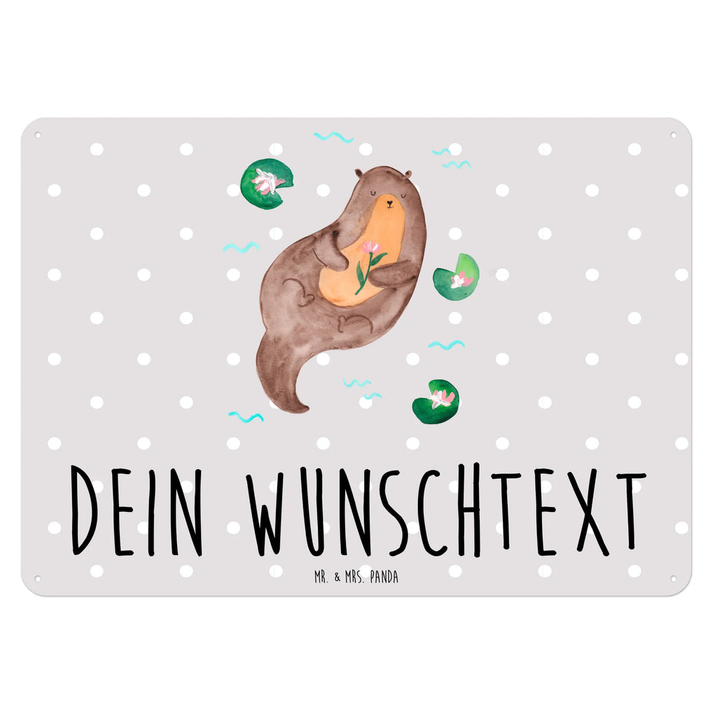 Personalisiertes Blechschild Otter Seerose Blechschild, Metallschild, Geschenk Schild, Schild, Magnet-Metall-Schild, Deko Schild, Wandschild, Wand-Dekoration, Türschild, Otter, Fischotter, Seeotter, Otter Seeotter See Otter