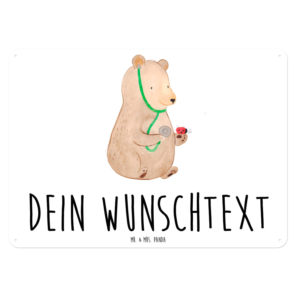 Personalisiertes Blechschild Bär Arzt Blechschild, Metallschild, Geschenk Schild, Schild, Magnet-Metall-Schild, Deko Schild, Wandschild, Wand-Dekoration, Türschild, Bär, Teddy, Teddybär, Arzt, Ärztin, Doktor, Professor, Doktorin, Professorin