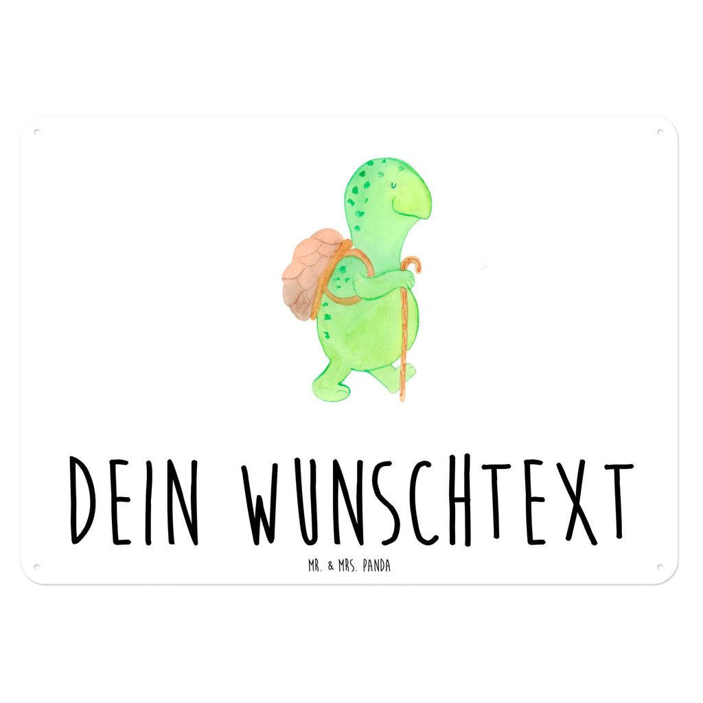 Personalisiertes Blechschild Schildkröte Wanderer Blechschild, Metallschild, Geschenk Schild, Schild, Magnet-Metall-Schild, Deko Schild, Wandschild, Wand-Dekoration, Türschild, Schildkröte, Schildkröten, Motivation, Motivationsspruch, Motivationssprüche, Neuanfang