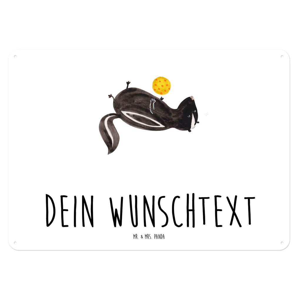 Personalisiertes Blechschild Stinktier Ball Blechschild, Metallschild, Geschenk Schild, Schild, Magnet-Metall-Schild, Deko Schild, Wandschild, Wand-Dekoration, Türschild, Stinktier, Skunk, Wildtier, Raubtier, Stinker, Stinki, verspielt, Weisheit