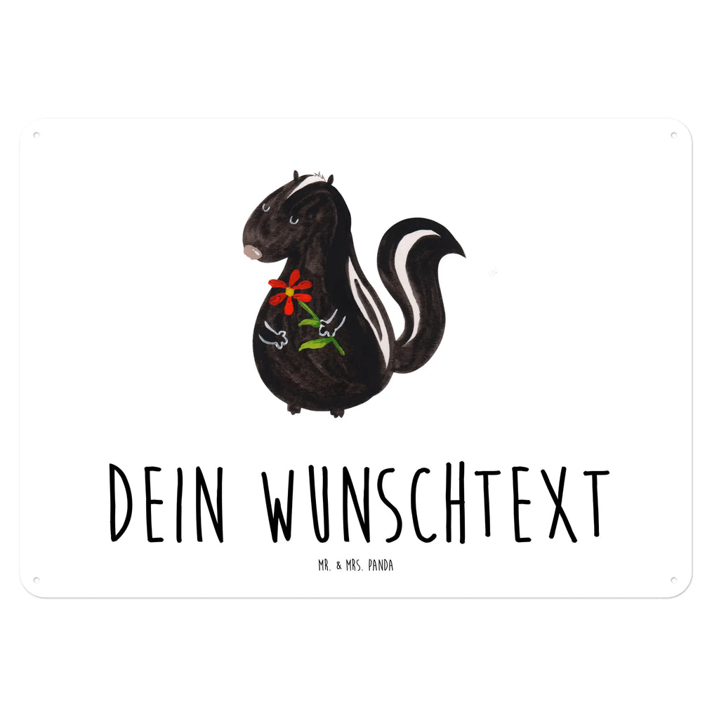 Personalisiertes Blechschild Stinktier Blume Blechschild, Metallschild, Geschenk Schild, Schild, Magnet-Metall-Schild, Deko Schild, Wandschild, Wand-Dekoration, Türschild, Stinktier, Skunk, Wildtier, Raubtier, Stinker, Stinki, Tagträumer, verträumt, Dreams, Träume