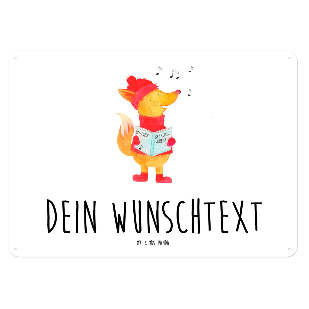 Personalisiertes Blechschild Fuchs Sänger Blechschild, Metallschild, Geschenk Schild, Schild, Magnet-Metall-Schild, Deko Schild, Wandschild, Wand-Dekoration, Türschild, Winter, Weihnachten, Weihnachtsdeko, Nikolaus, Advent, Heiligabend, Wintermotiv, Fuchs, Füchse, Sänger, Geschenk Sänger, Singen, Weihnachtslieder