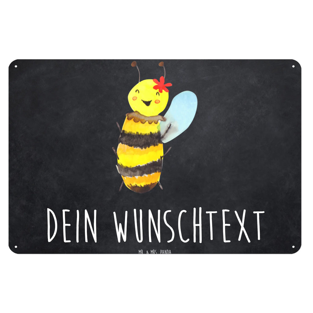 Personalisiertes Blechschild Biene Happy Blechschild, Metallschild, Geschenk Schild, Schild, Magnet-Metall-Schild, Deko Schild, Wandschild, Wand-Dekoration, Türschild, Biene, Wespe, Hummel