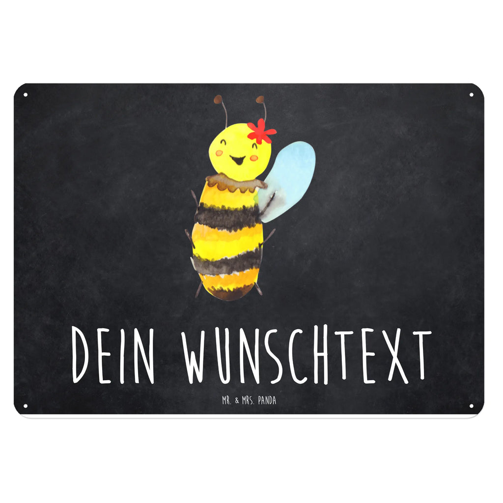 Personalisiertes Blechschild Biene Happy Blechschild, Metallschild, Geschenk Schild, Schild, Magnet-Metall-Schild, Deko Schild, Wandschild, Wand-Dekoration, Türschild, Biene, Wespe, Hummel