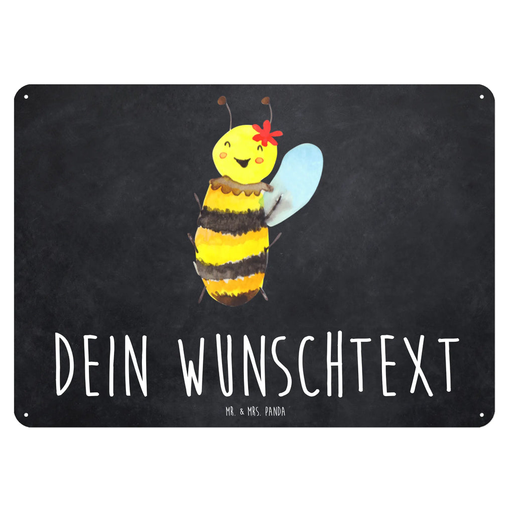 Personalisiertes Blechschild Biene Happy Blechschild, Metallschild, Geschenk Schild, Schild, Magnet-Metall-Schild, Deko Schild, Wandschild, Wand-Dekoration, Türschild, Biene, Wespe, Hummel