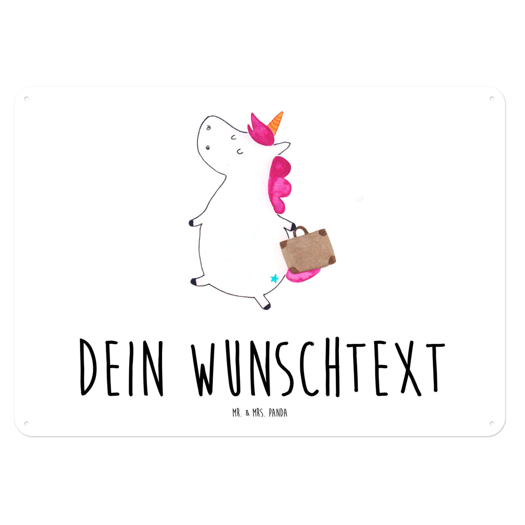 Personalisiertes Blechschild Einhorn Koffer Blechschild, Metallschild, Geschenk Schild, Schild, Magnet-Metall-Schild, Deko Schild, Wandschild, Wand-Dekoration, Türschild, Einhorn, Einhörner, Einhorn Deko, Unicorn, unicorn, Koffer, Verreisen, Reise, Gepäck, Abenteuer, Erwachsen, Kind, albern, Spaß, lustig, witzig