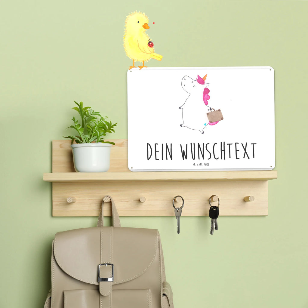 Personalisiertes Blechschild Einhorn Koffer Blechschild, Metallschild, Geschenk Schild, Schild, Magnet-Metall-Schild, Deko Schild, Wandschild, Wand-Dekoration, Türschild, Einhorn, Einhörner, Einhorn Deko, Unicorn, unicorn, Koffer, Verreisen, Reise, Gepäck, Abenteuer, Erwachsen, Kind, albern, Spaß, lustig, witzig