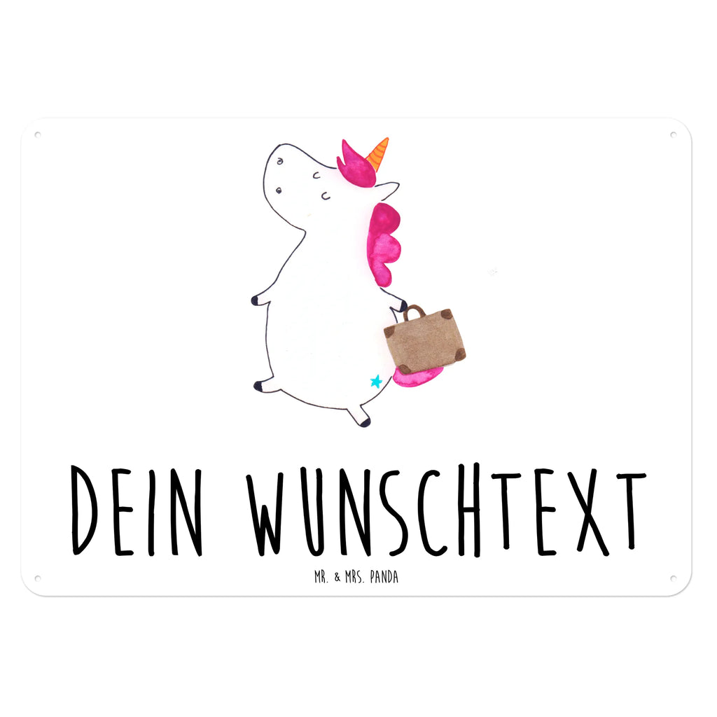 Personalisiertes Blechschild Einhorn Koffer Blechschild, Metallschild, Geschenk Schild, Schild, Magnet-Metall-Schild, Deko Schild, Wandschild, Wand-Dekoration, Türschild, Einhorn, Einhörner, Einhorn Deko, Unicorn, unicorn, Koffer, Verreisen, Reise, Gepäck, Abenteuer, Erwachsen, Kind, albern, Spaß, lustig, witzig