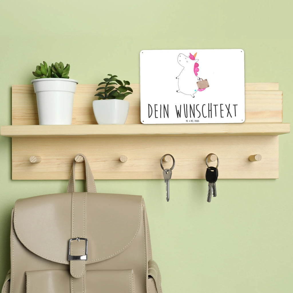 Personalisiertes Blechschild Einhorn Koffer Blechschild, Metallschild, Geschenk Schild, Schild, Magnet-Metall-Schild, Deko Schild, Wandschild, Wand-Dekoration, Türschild, Einhorn, Einhörner, Einhorn Deko, Unicorn, unicorn, Koffer, Verreisen, Reise, Gepäck, Abenteuer, Erwachsen, Kind, albern, Spaß, lustig, witzig