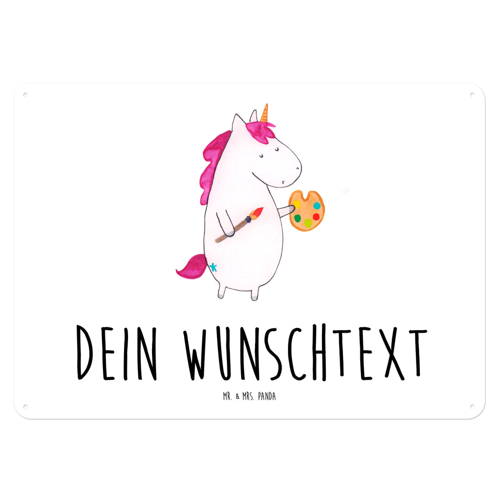 Personalisiertes Blechschild Einhorn Künstler Blechschild, Metallschild, Geschenk Schild, Schild, Magnet-Metall-Schild, Deko Schild, Wandschild, Wand-Dekoration, Türschild, Einhorn, Einhörner, Einhorn Deko, Unicorn, Englisch, Künstler, Artist, Malen, Zeichnen, Welt, Farbe, Stift, Pinsel, Geschenk, Maler