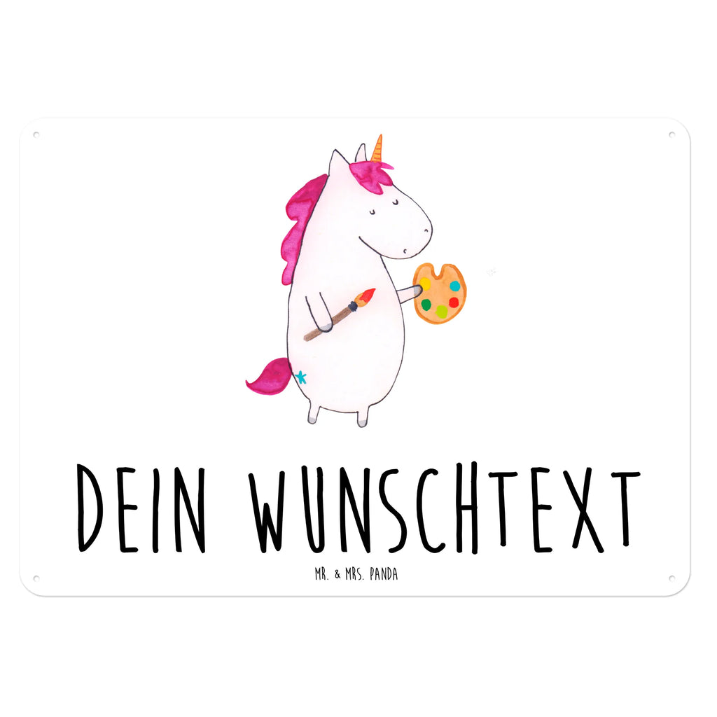 Personalisiertes Blechschild Einhorn Künstler Blechschild, Metallschild, Geschenk Schild, Schild, Magnet-Metall-Schild, Deko Schild, Wandschild, Wand-Dekoration, Türschild, Einhorn, Einhörner, Einhorn Deko, Unicorn, Englisch, Künstler, Artist, Malen, Zeichnen, Welt, Farbe, Stift, Pinsel, Geschenk, Maler