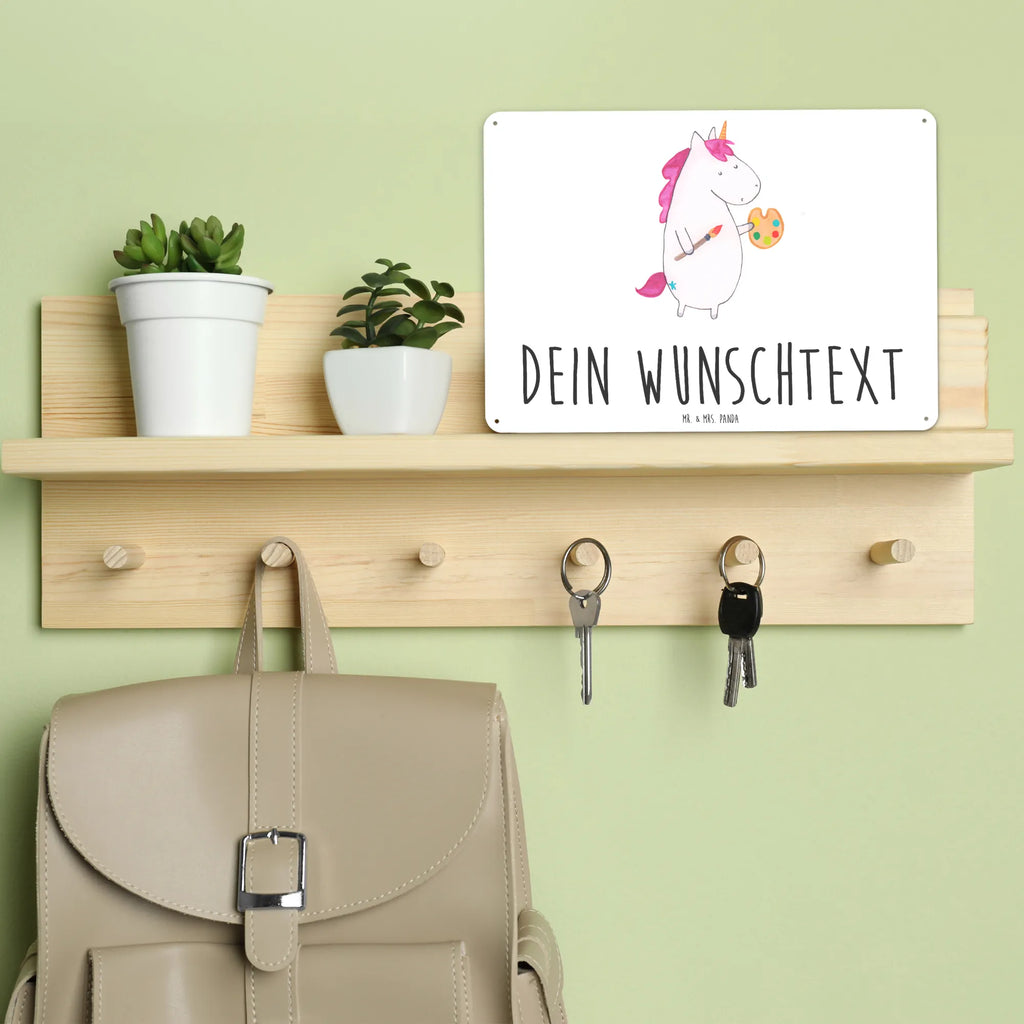 Personalisiertes Blechschild Einhorn Künstler Blechschild, Metallschild, Geschenk Schild, Schild, Magnet-Metall-Schild, Deko Schild, Wandschild, Wand-Dekoration, Türschild, Einhorn, Einhörner, Einhorn Deko, Unicorn, Englisch, Künstler, Artist, Malen, Zeichnen, Welt, Farbe, Stift, Pinsel, Geschenk, Maler