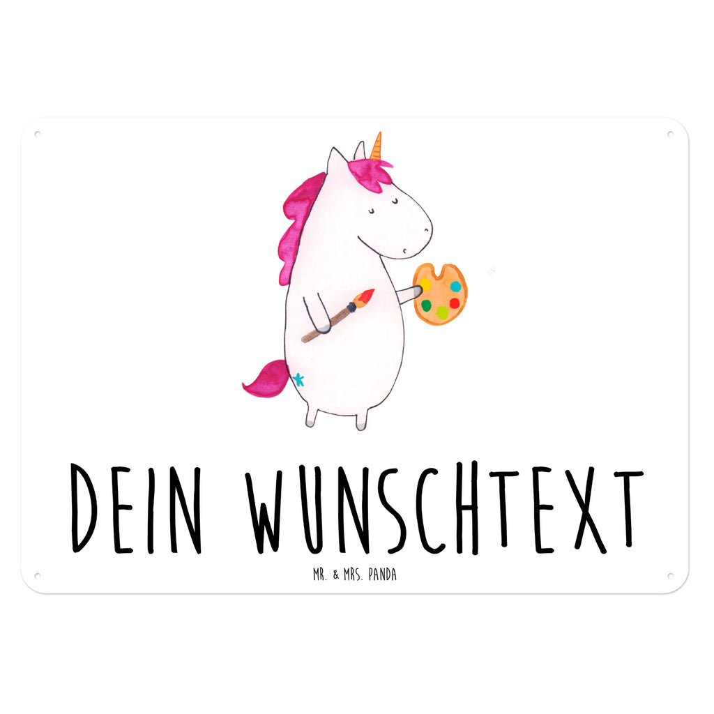 Personalisiertes Blechschild Einhorn Künstler Blechschild, Metallschild, Geschenk Schild, Schild, Magnet-Metall-Schild, Deko Schild, Wandschild, Wand-Dekoration, Türschild, Einhorn, Einhörner, Einhorn Deko, Unicorn, Englisch, Künstler, Artist, Malen, Zeichnen, Welt, Farbe, Stift, Pinsel, Geschenk, Maler