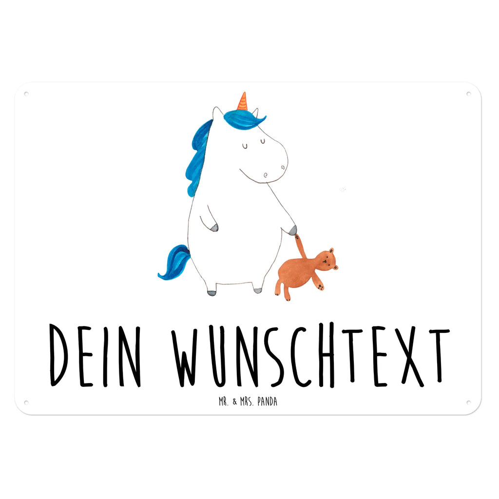 Personalisiertes Blechschild Einhorn Teddy Blechschild, Metallschild, Geschenk Schild, Schild, Magnet-Metall-Schild, Deko Schild, Wandschild, Wand-Dekoration, Türschild, Einhorn, Einhörner, Einhorn Deko, Pegasus, Unicorn, schlafen, gute Nacht, Single, Bett, Träumen, Freundin, Singleleben