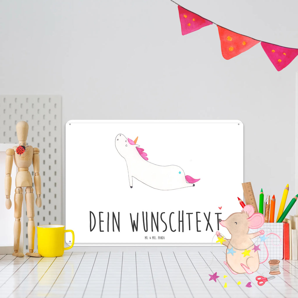 Personalisiertes Blechschild Einhorn Yoga Blechschild, Metallschild, Geschenk Schild, Schild, Magnet-Metall-Schild, Deko Schild, Wandschild, Wand-Dekoration, Türschild, Einhorn, Einhörner, Einhorn Deko, Pegasus, Unicorn, Yoga, Namaste, Achtsamkeit, Entspannung, Joga, Yogamatte, Sport, lustig, witzig, süß