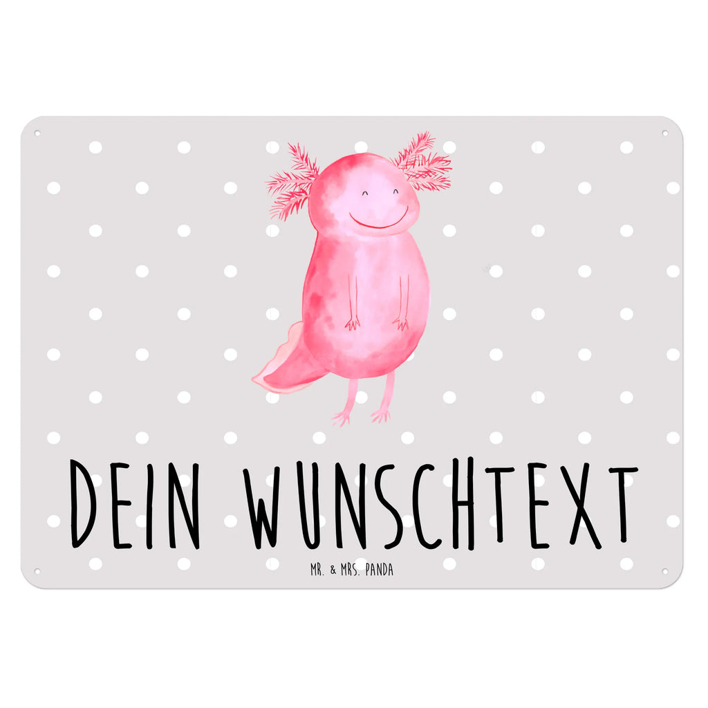 Personalisiertes Blechschild Axolotl glücklich Blechschild, Metallschild, Geschenk Schild, Schild, Magnet-Metall-Schild, Deko Schild, Wandschild, Wand-Dekoration, Türschild, Axolotl, Molch, Axolot, Schwanzlurch, Lurch, Lurche, Motivation, gute Laune