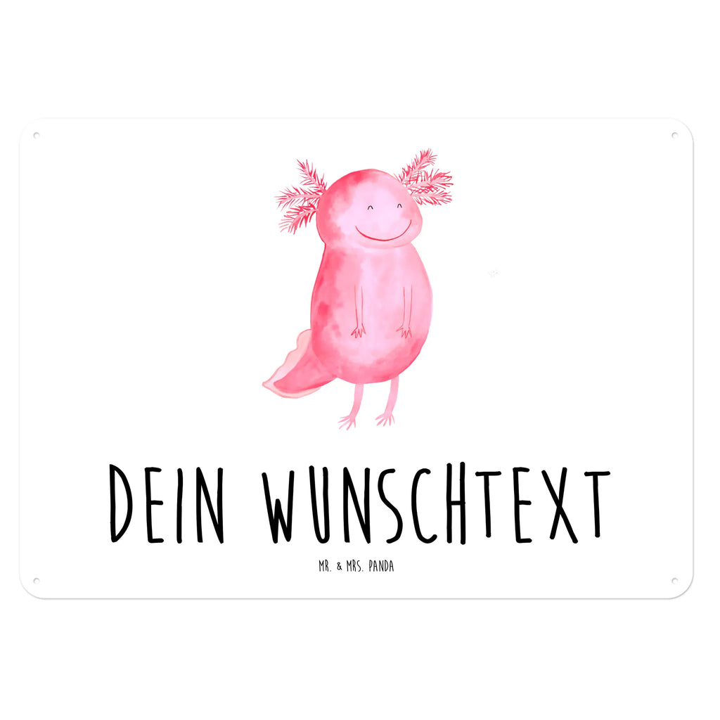 Personalisiertes Blechschild Axolotl glücklich Blechschild, Metallschild, Geschenk Schild, Schild, Magnet-Metall-Schild, Deko Schild, Wandschild, Wand-Dekoration, Türschild, Axolotl, Molch, Axolot, Schwanzlurch, Lurch, Lurche, Motivation, gute Laune