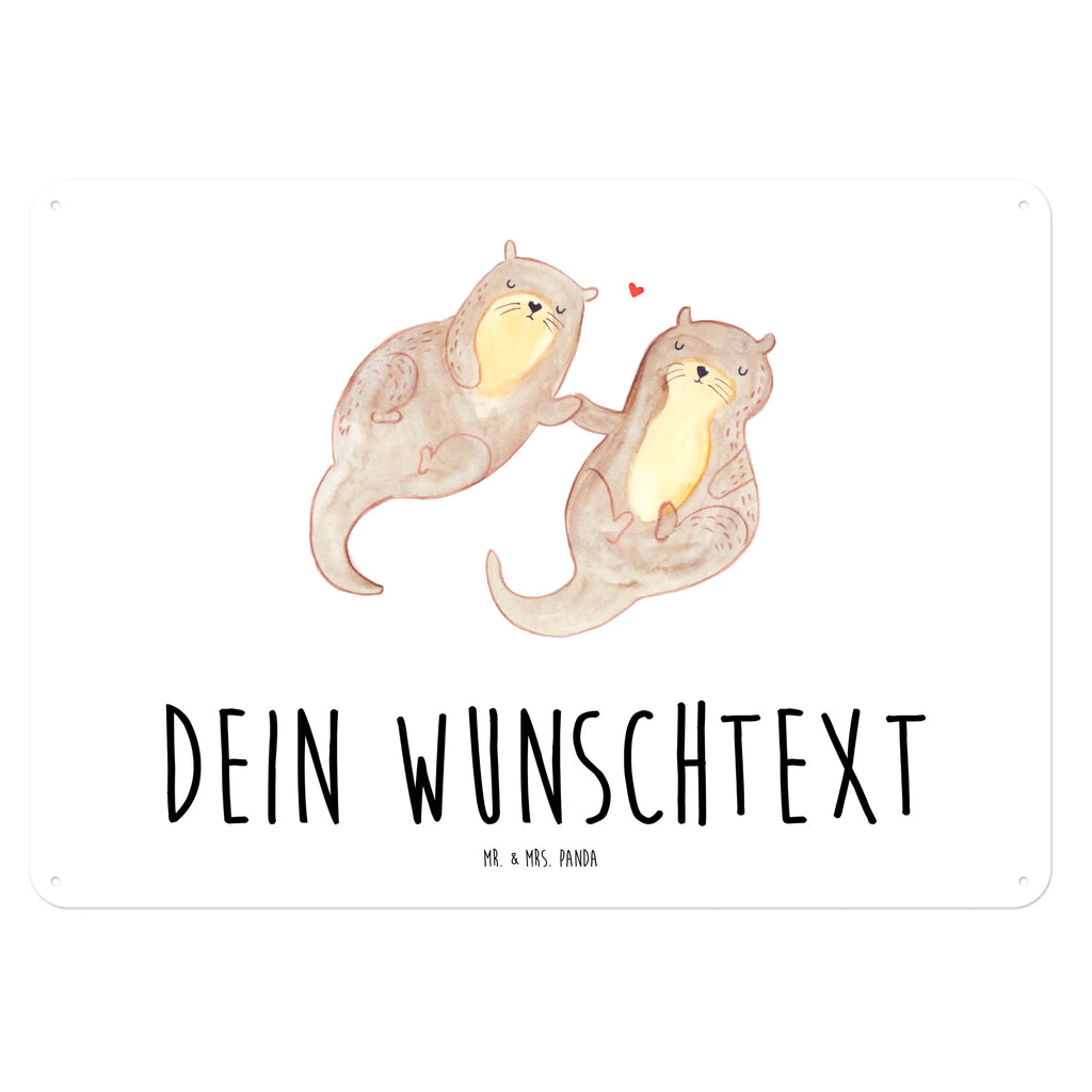 Personalisiertes Blechschild Otter Hände halten Blechschild, Metallschild, Geschenk Schild, Schild, Magnet-Metall-Schild, Deko Schild, Wandschild, Wand-Dekoration, Türschild, Otter, Fischotter, Seeotter, Otter Seeotter See Otter