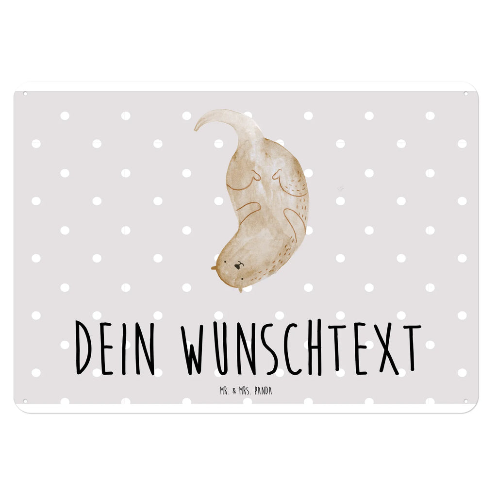 Personalisiertes Blechschild Otter Kopfüber Blechschild, Metallschild, Geschenk Schild, Schild, Magnet-Metall-Schild, Deko Schild, Wandschild, Wand-Dekoration, Türschild, Otter, Fischotter, Seeotter, Otter Seeotter See Otter