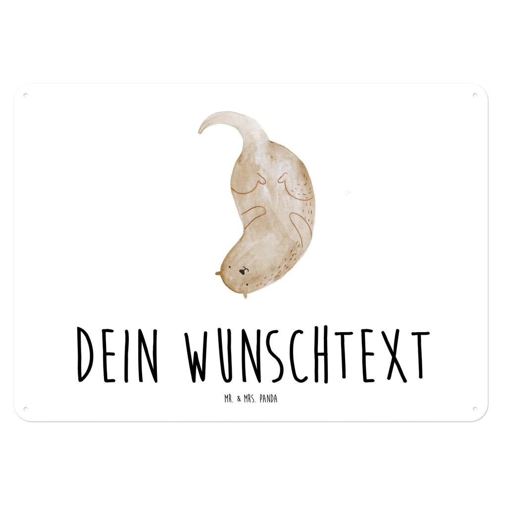 Personalisiertes Blechschild Otter Kopfüber Blechschild, Metallschild, Geschenk Schild, Schild, Magnet-Metall-Schild, Deko Schild, Wandschild, Wand-Dekoration, Türschild, Otter, Fischotter, Seeotter, Otter Seeotter See Otter