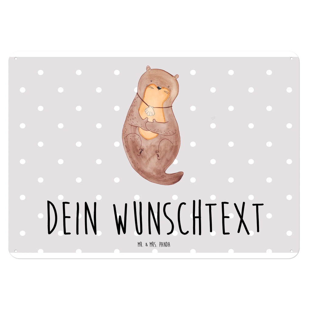 Personalisiertes Blechschild Otter Muschel Blechschild, Metallschild, Geschenk Schild, Schild, Magnet-Metall-Schild, Deko Schild, Wandschild, Wand-Dekoration, Türschild, Otter, Fischotter, Seeotter, Otterliebe, grübeln, träumen, Motivation, Tagträumen, Büro