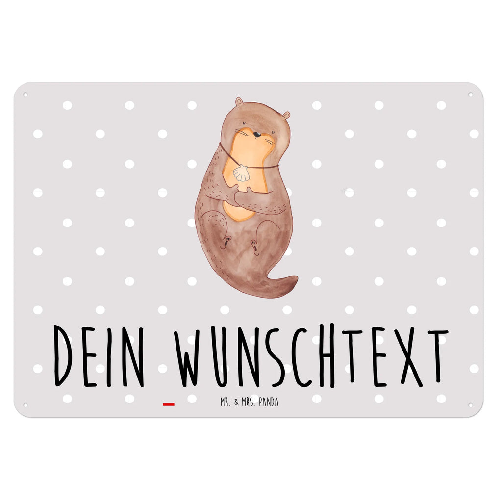 Personalisiertes Blechschild Otter Muschel Blechschild, Metallschild, Geschenk Schild, Schild, Magnet-Metall-Schild, Deko Schild, Wandschild, Wand-Dekoration, Türschild, Otter, Fischotter, Seeotter, Otterliebe, grübeln, träumen, Motivation, Tagträumen, Büro