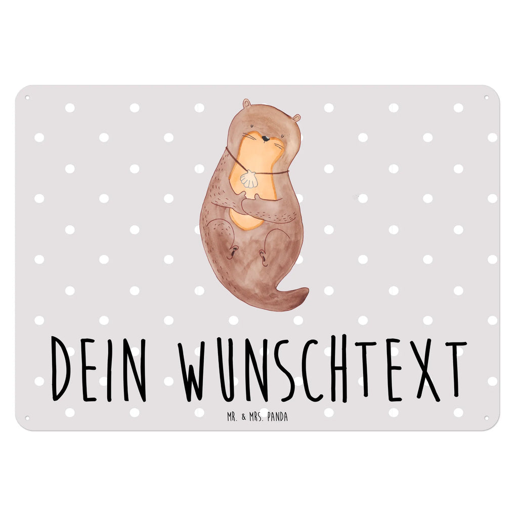 Personalisiertes Blechschild Otter Muschel Blechschild, Metallschild, Geschenk Schild, Schild, Magnet-Metall-Schild, Deko Schild, Wandschild, Wand-Dekoration, Türschild, Otter, Fischotter, Seeotter, Otterliebe, grübeln, träumen, Motivation, Tagträumen, Büro