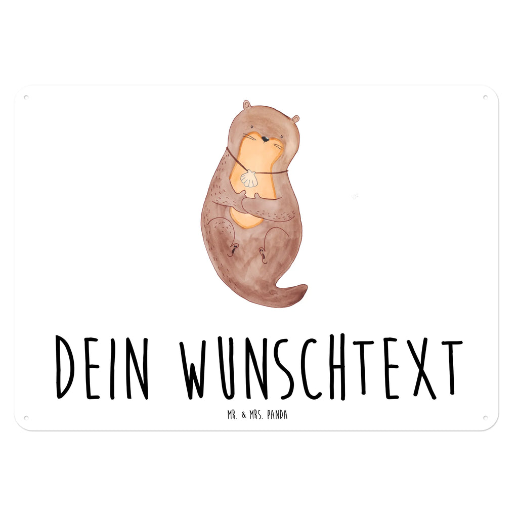 Personalisiertes Blechschild Otter Muschel Blechschild, Metallschild, Geschenk Schild, Schild, Magnet-Metall-Schild, Deko Schild, Wandschild, Wand-Dekoration, Türschild, Otter, Fischotter, Seeotter, Otterliebe, grübeln, träumen, Motivation, Tagträumen, Büro