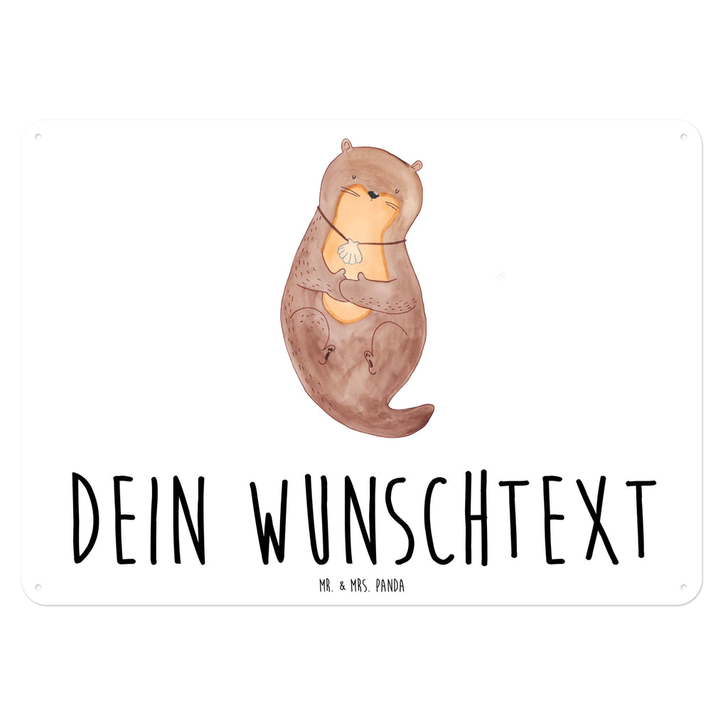 Personalisiertes Blechschild Otter Muschel Blechschild, Metallschild, Geschenk Schild, Schild, Magnet-Metall-Schild, Deko Schild, Wandschild, Wand-Dekoration, Türschild, Otter, Fischotter, Seeotter, Otterliebe, grübeln, träumen, Motivation, Tagträumen, Büro