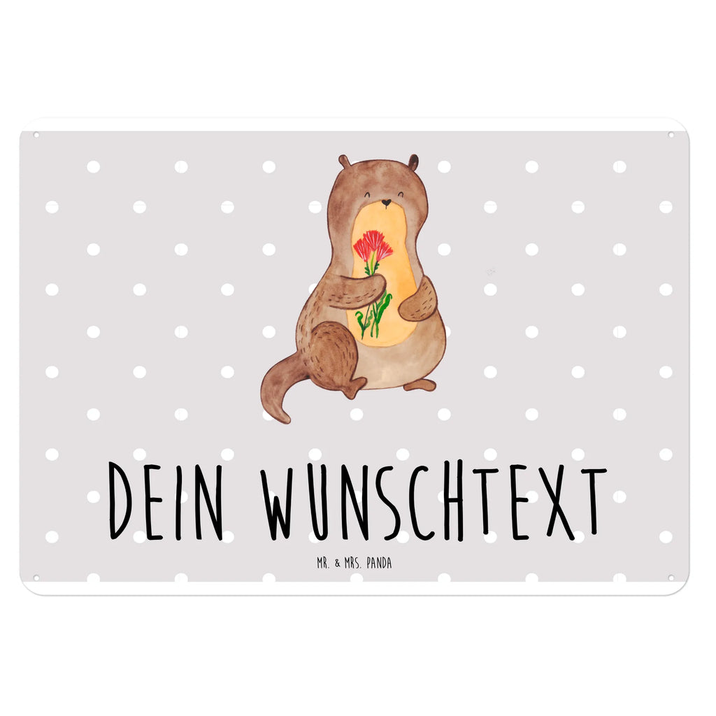 Personalisiertes Blechschild Otter Blumenstrauß Blechschild, Metallschild, Geschenk Schild, Schild, Magnet-Metall-Schild, Deko Schild, Wandschild, Wand-Dekoration, Türschild, Otter, Fischotter, Seeotter, Otter Seeotter See Otter