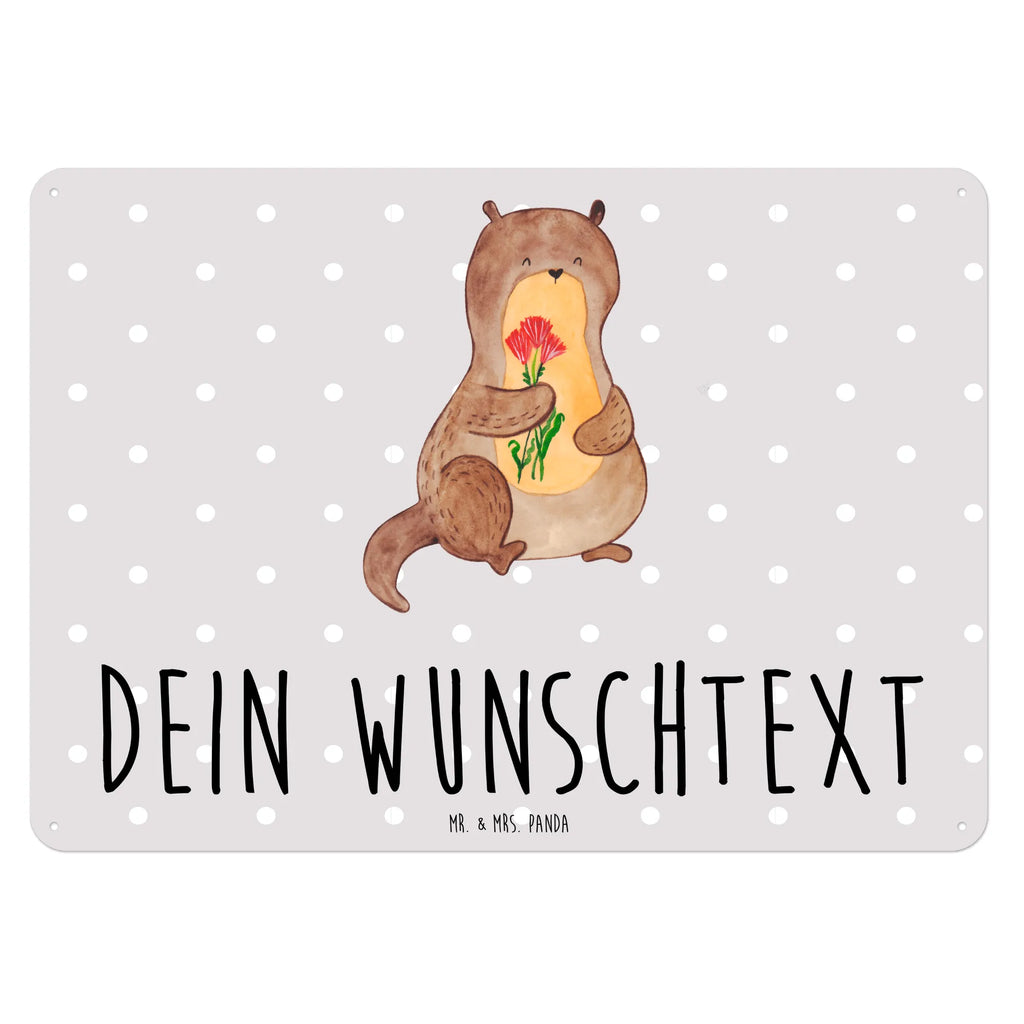 Personalisiertes Blechschild Otter Blumenstrauß Blechschild, Metallschild, Geschenk Schild, Schild, Magnet-Metall-Schild, Deko Schild, Wandschild, Wand-Dekoration, Türschild, Otter, Fischotter, Seeotter, Otter Seeotter See Otter