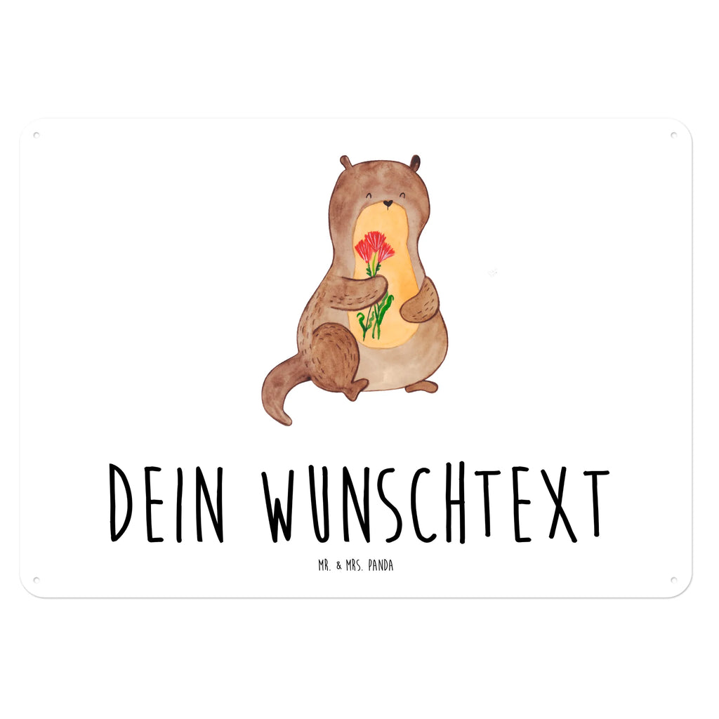 Personalisiertes Blechschild Otter Blumenstrauß Blechschild, Metallschild, Geschenk Schild, Schild, Magnet-Metall-Schild, Deko Schild, Wandschild, Wand-Dekoration, Türschild, Otter, Fischotter, Seeotter, Otter Seeotter See Otter