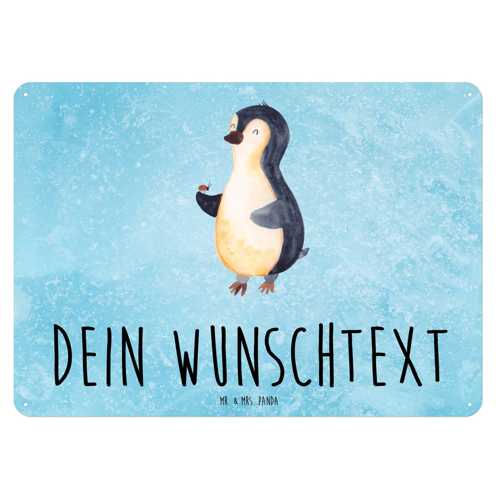 Personalisiertes Blechschild Pinguin Marienkäfer Blechschild, Metallschild, Geschenk Schild, Schild, Magnet-Metall-Schild, Deko Schild, Wandschild, Wand-Dekoration, Türschild, Pinguin, Pinguine, Marienkäfer, Liebe, Wunder, Glück, Freude, Lebensfreude