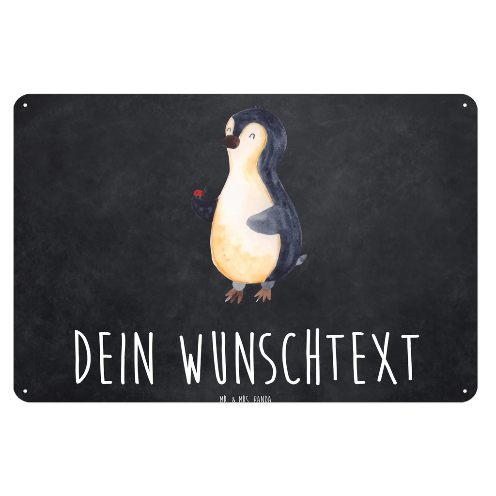 Personalisiertes Blechschild Pinguin Marienkäfer Blechschild, Metallschild, Geschenk Schild, Schild, Magnet-Metall-Schild, Deko Schild, Wandschild, Wand-Dekoration, Türschild, Pinguin, Pinguine, Marienkäfer, Liebe, Wunder, Glück, Freude, Lebensfreude