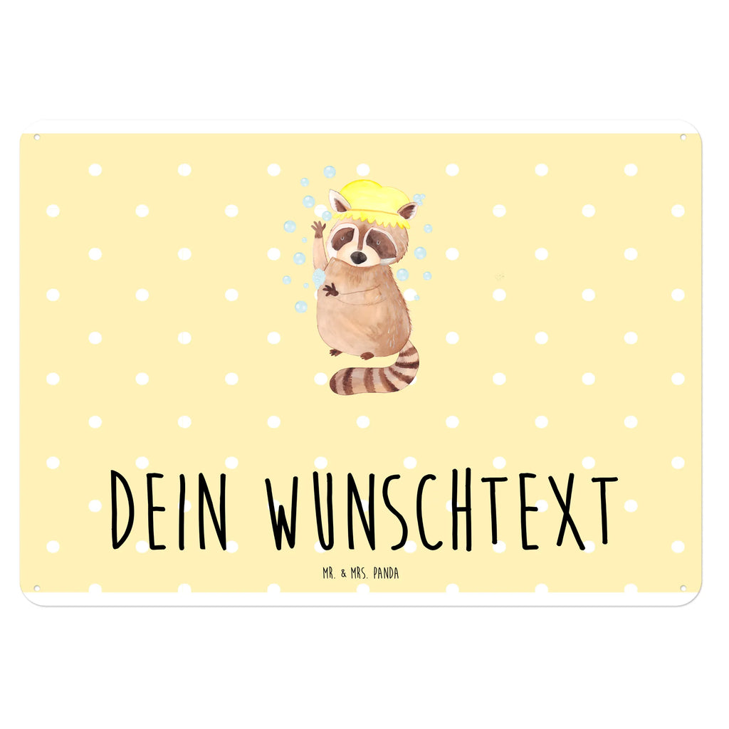 Personalisiertes Blechschild Waschbär Blechschild, Metallschild, Geschenk Schild, Schild, Magnet-Metall-Schild, Deko Schild, Wandschild, Wand-Dekoration, Türschild, Tiermotive, Gute Laune, lustige Sprüche, Tiere, Waschbär, Tagträumen, Plan, Fröhlich, waschen, Seifenblasen