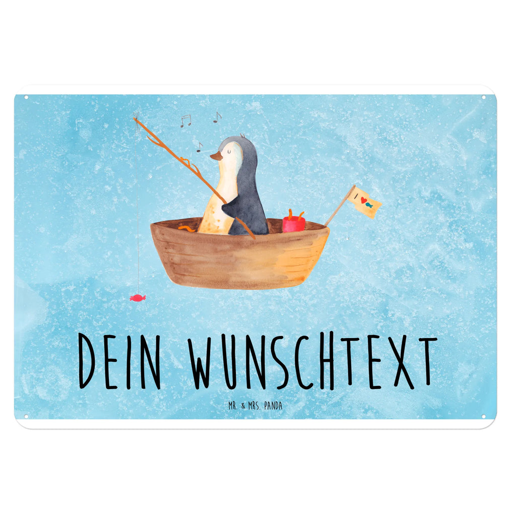 Personalisiertes Blechschild Pinguin Angelboot Blechschild, Metallschild, Geschenk Schild, Schild, Magnet-Metall-Schild, Deko Schild, Wandschild, Wand-Dekoration, Türschild, Pinguin, Pinguine, Angeln, Boot, Angelboot, Lebenslust, Leben, genießen, Motivation, Neustart, Neuanfang, Trennung, Scheidung, Geschenkidee Liebeskummer